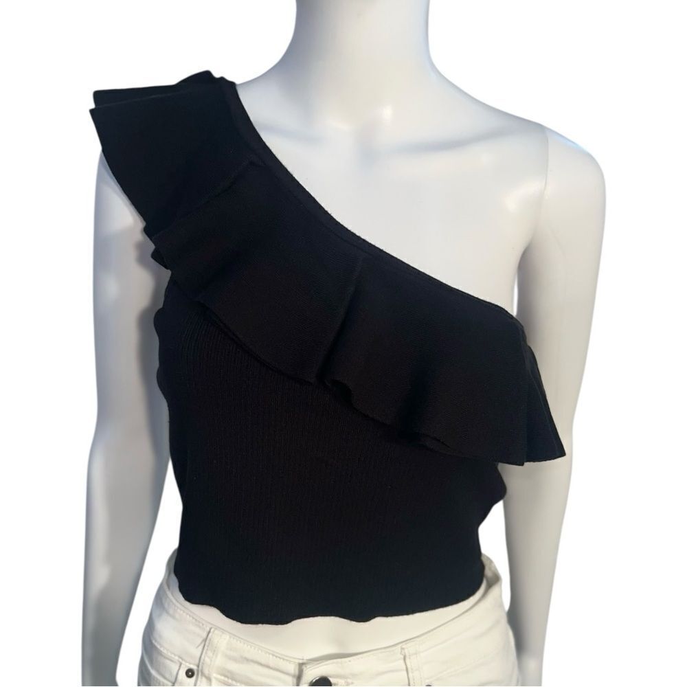 Express Black One Shoulder Cropped Sweater NWOT